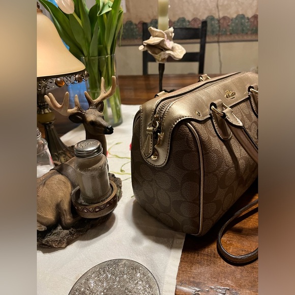 🛑🛑🛑🛑🛑sold🛑🛑🛑🛑🛑🛑🛑Set Coach tan and gold mini crossbodyDO NOTBUY!! SOLD!! - Picture 15 of 16